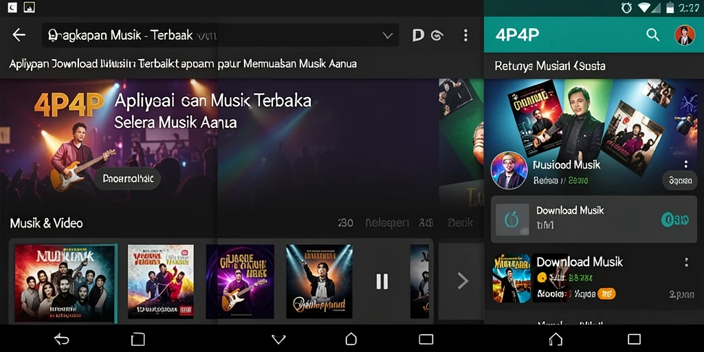Antarmuka pengguna 4P4P yang menarik untuk Download Musik.