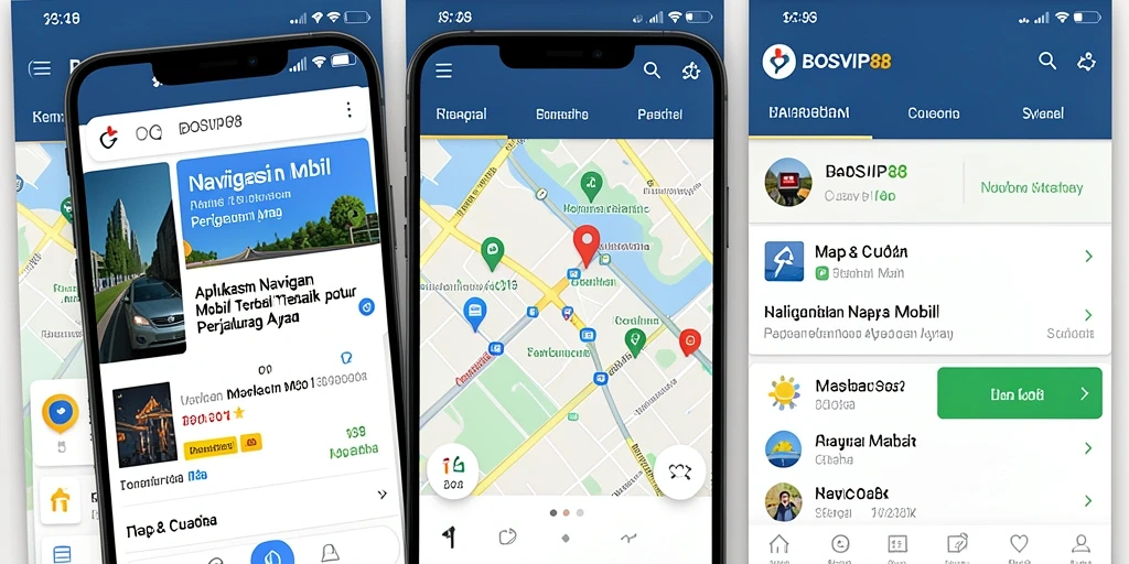 Screenshot antarmuka pengguna BOSVIP88 yang menampilkan navigasi mobil.