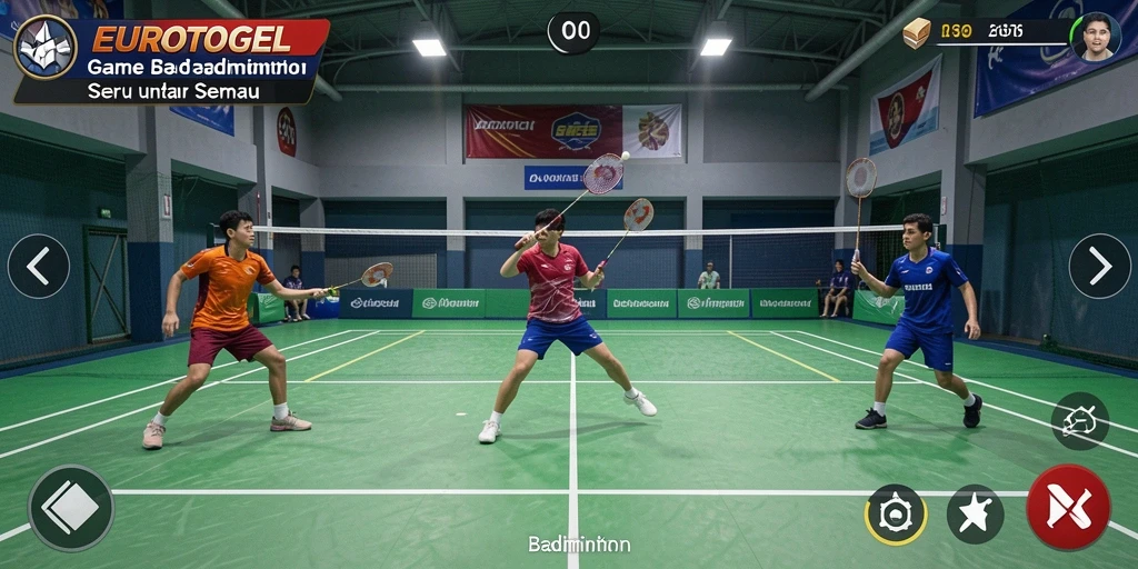 Antarmuka permainan Badminton yang menarik dan mudah digunakan.