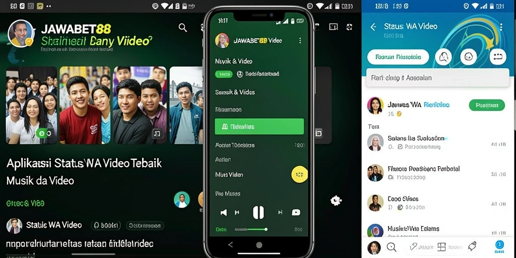 Tampilan antarmuka JAWABET88 untuk memilih Status WA Video.