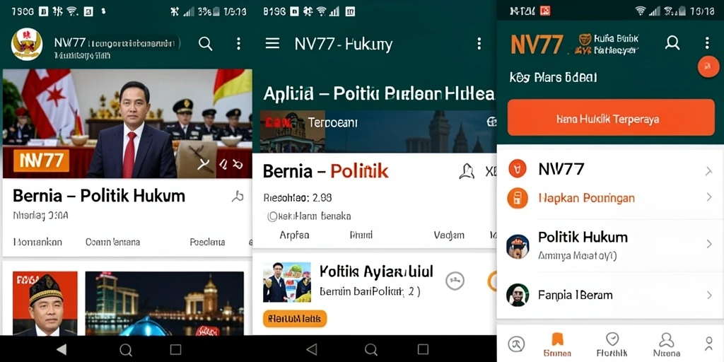 Antarmuka NV77 menampilkan berita politik dan hukum secara jelas dan informatif.