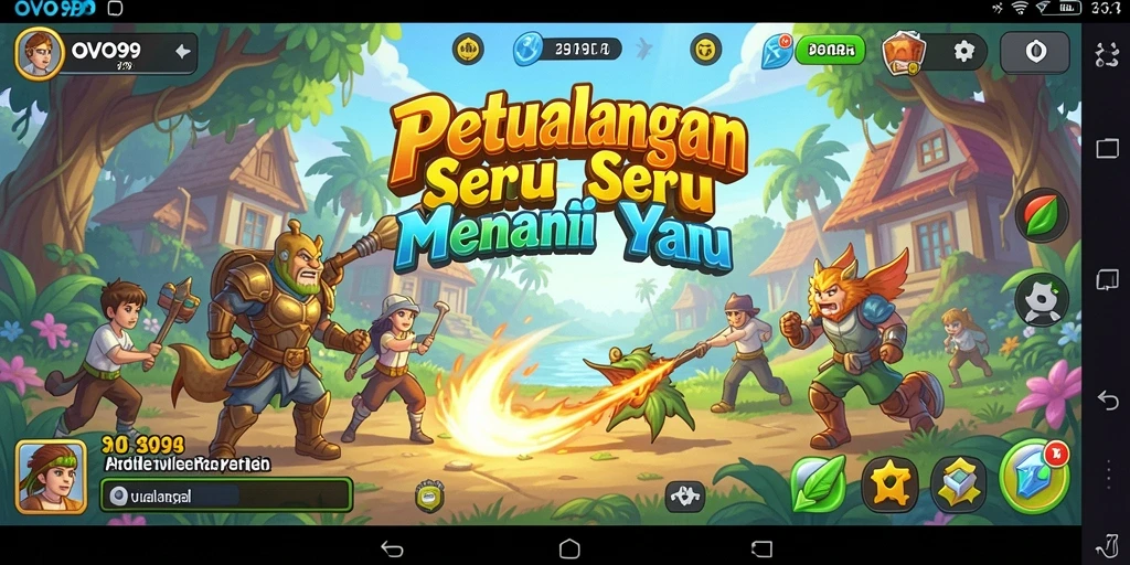 Antarmuka OVO99 menampilkan petualangan yang menakjubkan dan penuh warna.