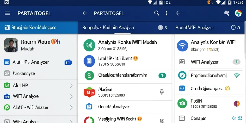 Antarmuka dan fungsi utama dari aplikasi WiFi Analyzer PARTAITOGEL.